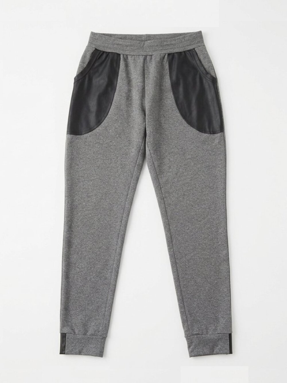 PAULO CONNERTI - Pants - trousers - grey - faux leather pockets - medium / large
